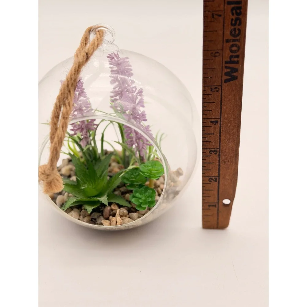 Walgreens Hanging Glass Succulent Terrarium Artificial Lavender 4.5 Inch Orb